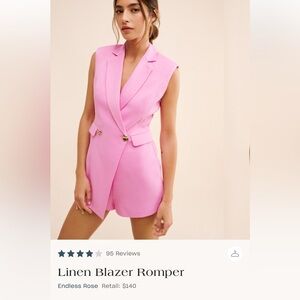 Endless Rose Pink Sleeveless Blazer Romper
